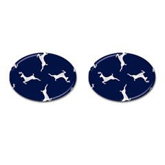 Silver Reindeer Blue Cufflinks (oval) by TetiBright