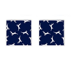 Silver Reindeer Blue Cufflinks (square) by TetiBright