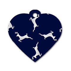 Silver Reindeer Blue Dog Tag Heart (one Side) by TetiBright