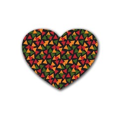 Ethiopian Triangles - Green, Yellow And Red Vibes Rubber Coaster (heart) by ConteMonfreyShop