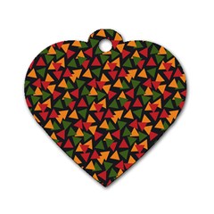 Ethiopian triangles - Green, yellow and red vibes Dog Tag Heart (Two Sides)