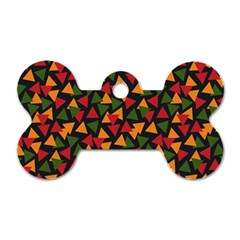 Ethiopian Triangles - Green, Yellow And Red Vibes Dog Tag Bone (one Side) by ConteMonfreyShop