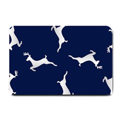 Silver Reindeer Blue Small Doormat  by TetiBright