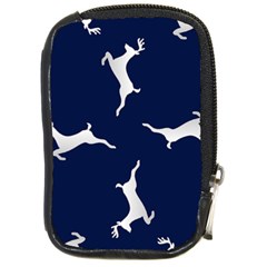 Silver Reindeer Blue Compact Camera Leather Case by TetiBright