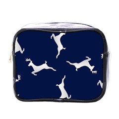 Silver Reindeer Blue Mini Toiletries Bag (one Side) by TetiBright