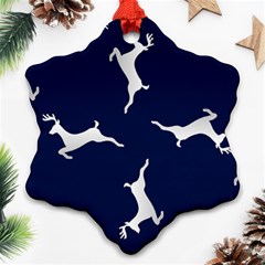 Silver Reindeer Blue Ornament (snowflake) by TetiBright