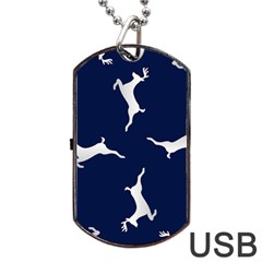 Silver Reindeer Blue Dog Tag Usb Flash (one Side) by TetiBright