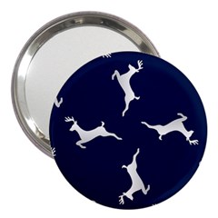 Silver Reindeer Blue 3  Handbag Mirrors by TetiBright