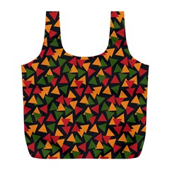 Ethiopian Triangles - Green, Yellow And Red Vibes Full Print Recycle Bag (l) by ConteMonfreyShop