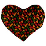 Ethiopian triangles - Green, yellow and red vibes Large 19  Premium Flano Heart Shape Cushion Front