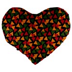 Ethiopian triangles - Green, yellow and red vibes Large 19  Premium Flano Heart Shape Cushion Back