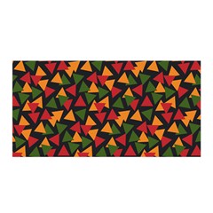 Ethiopian Triangles - Green, Yellow And Red Vibes Satin Wrap 35  X 70  by ConteMonfreyShop