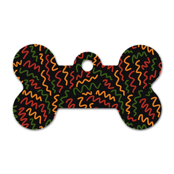 Ethiopian inspired doodles abstract Dog Tag Bone (Two Sides)