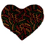 Ethiopian inspired doodles abstract Large 19  Premium Heart Shape Cushion Back