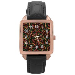 Ethiopian Inspired Doodles Abstract Rose Gold Leather Watch  by ConteMonfreyShop