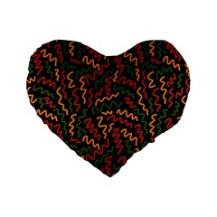 Ethiopian Inspired Doodles Abstract Standard 16  Premium Flano Heart Shape Cushion  by ConteMonfreyShop