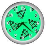 Tree With Ornaments Green Wall Clock (Silver) Front