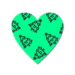 Tree With Ornaments Green Heart Magnet Front