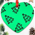 Tree With Ornaments Green Heart Ornament (Two Sides) Front