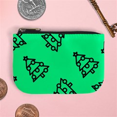 Tree With Ornaments Green Mini Coin Purse by TetiBright