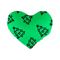 Tree With Ornaments Green Standard 16  Premium Heart Shape Cushions by TetiBright