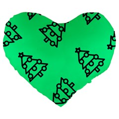 Tree With Ornaments Green Large 19  Premium Flano Heart Shape Cushions by TetiBright