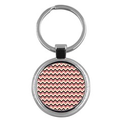 Geometric Pink Waves  Key Chain (round) by ConteMonfreyShop