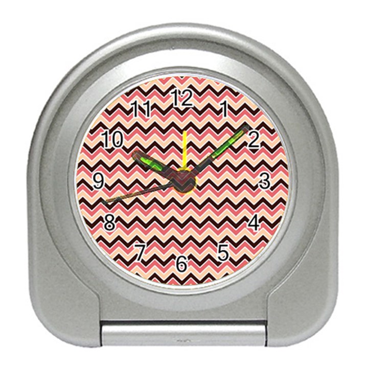 Geometric Pink Waves  Travel Alarm Clock