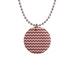 Geometric Pink Waves  1  Button Necklace Front