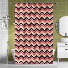 Geometric Pink Waves  Shower Curtain 48  X 72  (small) by ConteMonfreyShop