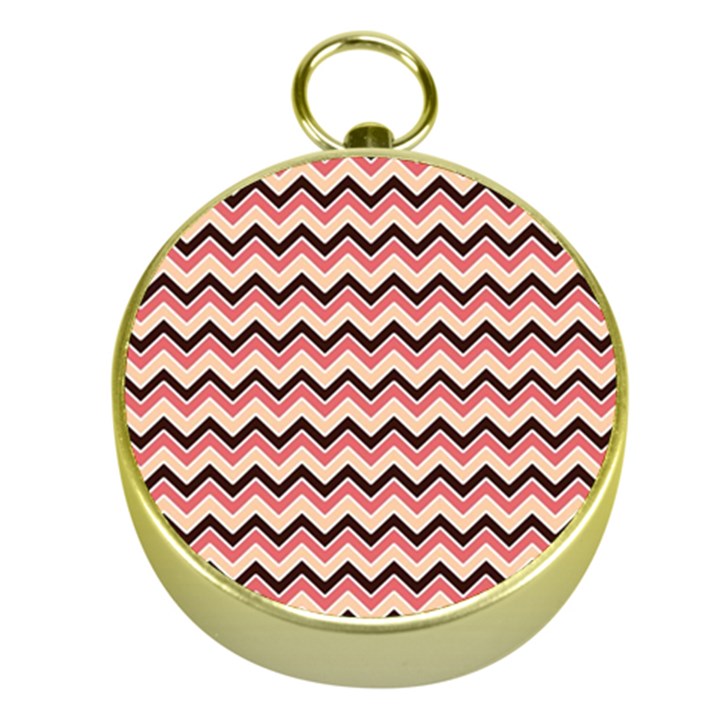 Geometric Pink Waves  Gold Compass