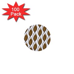 Brown Minimalist Leaves  1  Mini Button (100 Pack)  by ConteMonfreyShop