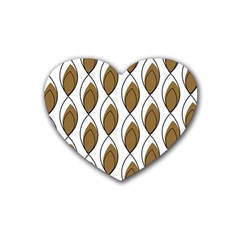 Brown Minimalist Leaves  Rubber Heart Coaster (4 Pack) by ConteMonfreyShop