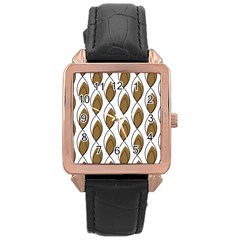 Brown Minimalist Leaves  Rose Gold Leather Watch  by ConteMonfreyShop