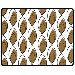 Brown Minimalist Leaves  Double Sided Fleece Blanket (medium) by ConteMonfreyShop