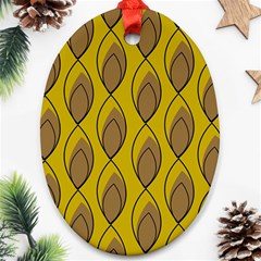 Yellow Brown Minimalist Leaves Ornament (oval) by ConteMonfreyShop