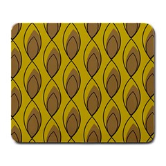 Yellow Brown Minimalist Leaves Large Mousepad by ConteMonfreyShop