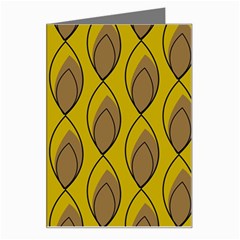 Yellow Brown Minimalist Leaves Greeting Card by ConteMonfreyShop