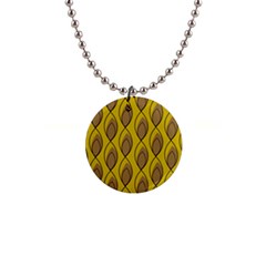 Yellow Brown Minimalist Leaves 1  Button Necklace by ConteMonfreyShop