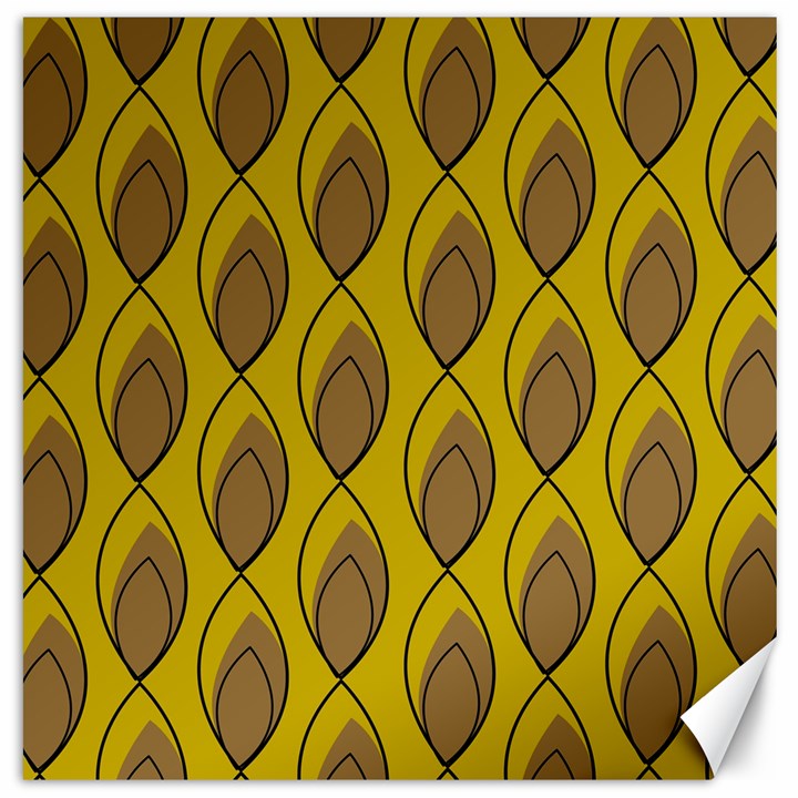 Yellow Brown Minimalist Leaves Canvas 20  x 20 