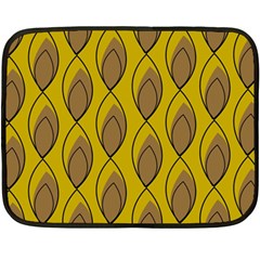 Yellow Brown Minimalist Leaves Fleece Blanket (mini) by ConteMonfreyShop