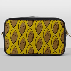 Yellow Brown Minimalist Leaves Toiletries Bag (one Side) by ConteMonfreyShop