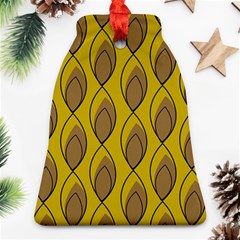 Yellow Brown Minimalist Leaves Ornament (bell) by ConteMonfreyShop