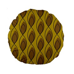 Yellow Brown Minimalist Leaves Standard 15  Premium Round Cushion  by ConteMonfreyShop