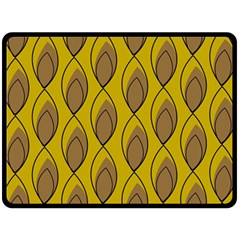 Yellow Brown Minimalist Leaves Double Sided Fleece Blanket (large) by ConteMonfreyShop