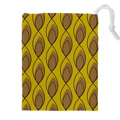 Yellow Brown Minimalist Leaves Drawstring Pouch (4xl) by ConteMonfreyShop