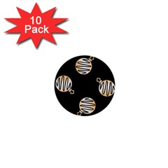 Gold Ornaments Black 1  Mini Buttons (10 Pack) 