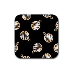 Gold Ornaments Black Rubber Coaster (square) by TetiBright