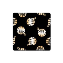 Gold Ornaments Black Square Magnet by TetiBright