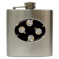 Gold Ornaments Black Hip Flask (6 Oz) by TetiBright